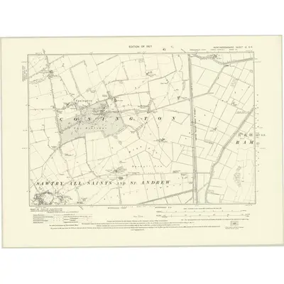1924 Map of Huntingdonshire IX.SE, 1927 Print