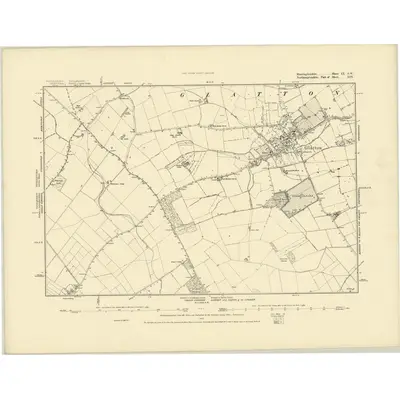 1885 Map of Huntingdonshire IX.SW, 1887 Print