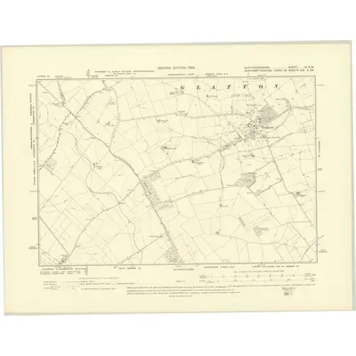 1899 Map of Huntingdonshire IX.SW, 1902 Print
