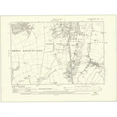 1924 Map of Huntingdonshire V.NE, 1927 Print