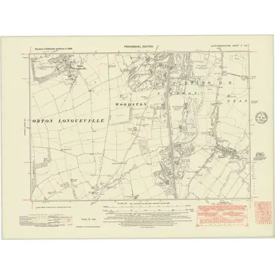 1938 Map of Huntingdonshire V.NE, 1948 Print