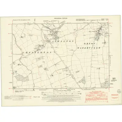 1950 Map of Huntingdonshire V.NW, 1952 Print