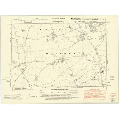 1950 Map of Huntingdonshire V.SW, 1952 Print