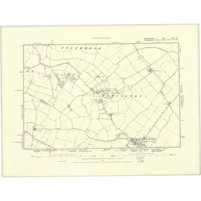 1885 Map of Huntingdonshire VIII.SE, 1888 Print