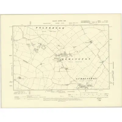 1899 Map of Huntingdonshire VIII.SE, 1902 Print