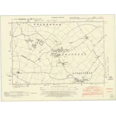 1950 Map of Huntingdonshire VIII.SE, 1952 Print