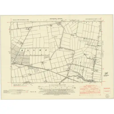 1950 Map of Huntingdonshire X.NW, 1952 Print