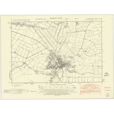 1950 Map of Huntingdonshire X.SE, 1952 Print