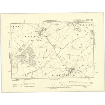 1899 Map of Huntingdonshire XII.NE, 1902 Print