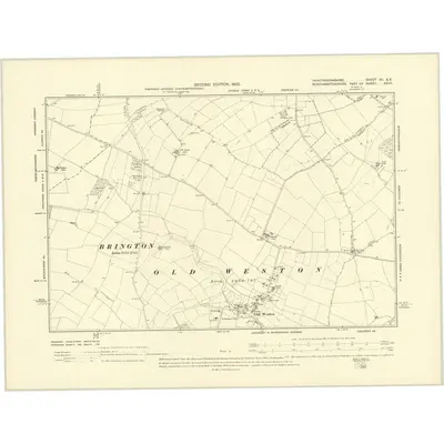 1899 Map of Huntingdonshire XII.SE, 1902 Print