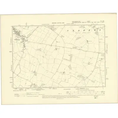 1899 Map of Huntingdonshire XII.SW, 1902 Print