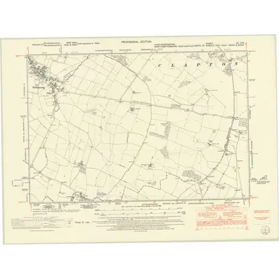 1950 Map of Huntingdonshire XII.SW, 1952 Print