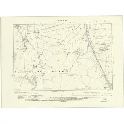 1924 Map of Huntingdonshire XIII.NE, 1926 Print