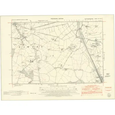 1950 Map of Huntingdonshire XIII.NE, 1952 Print