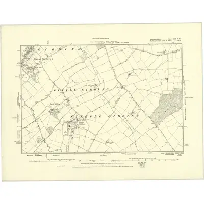 1885 Map of Huntingdonshire XIII.NW, 1888 Print