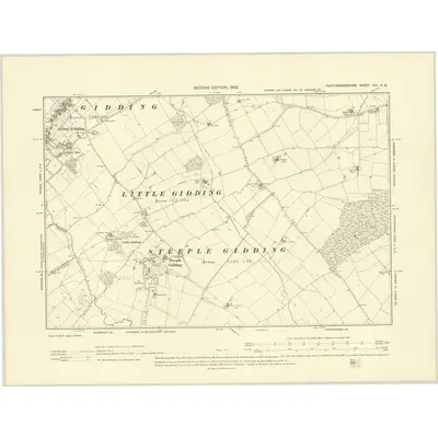 1899 Map of Huntingdonshire XIII.NW, 1902 Print