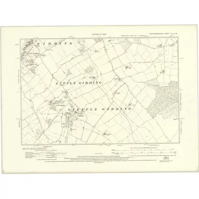 1924 Map of Huntingdonshire XIII.NW, 1927 Print