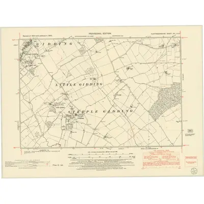 1950 Map of Huntingdonshire XIII.NW, 1952 Print