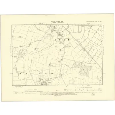 1900 Map of Huntingdonshire XIV.NE, 1902 Print