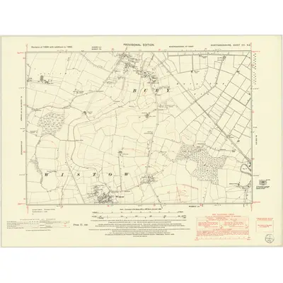 1950 Map of Huntingdonshire XIV.NE, 1952 Print