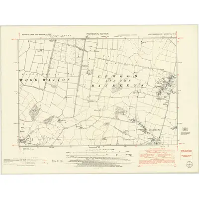1950 Map of Huntingdonshire XIV.NW, 1952 Print