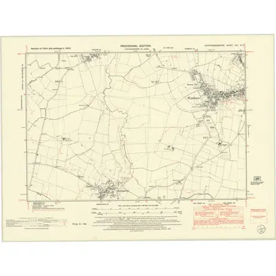 1950 Map of Huntingdonshire XIV.SE, 1952 Print