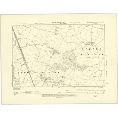 1900 Map of Huntingdonshire XIV.SW, 1902 Print