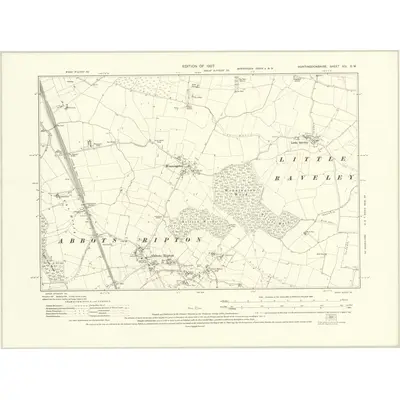 1924 Map of Huntingdonshire XIV.SW, 1927 Print