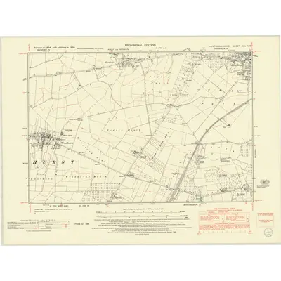 1950 Map of Huntingdonshire XIX.NW, 1952 Print