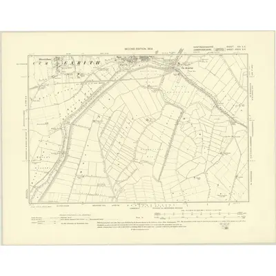 1900 Map of Huntingdonshire XIX.SE, 1902 Print