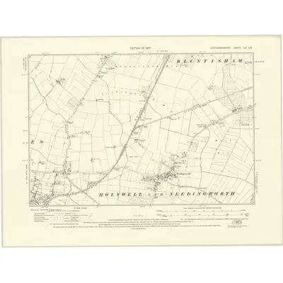 1924 Map of Huntingdonshire XIX.SW, 1927 Print