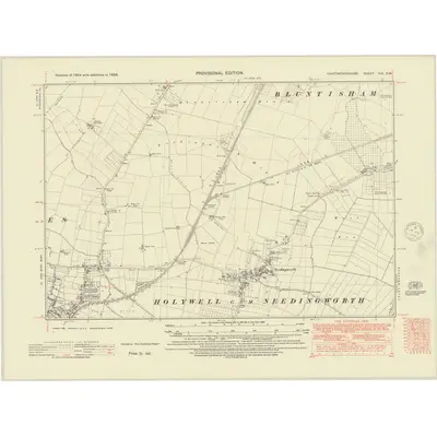 1938 Map of Huntingdonshire XIX.SW, 1948 Print