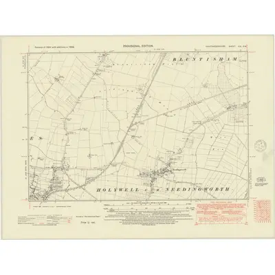 1950 Map of Huntingdonshire XIX.SW, 1952 Print