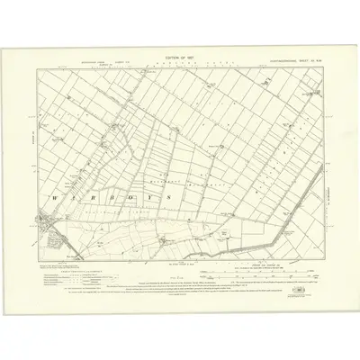 1924 Map of Huntingdonshire XV.NW, 1927 Print