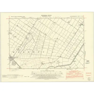 1950 Map of Huntingdonshire XV.NW, 1952 Print