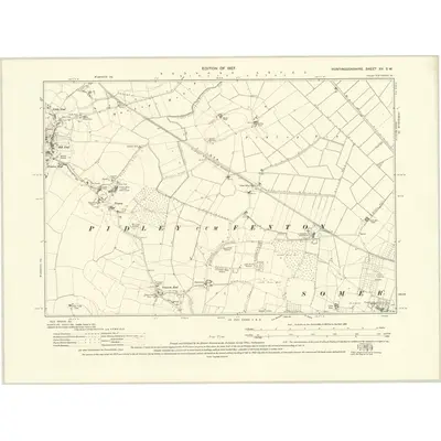 1924 Map of Huntingdonshire XV.SW, 1927 Print