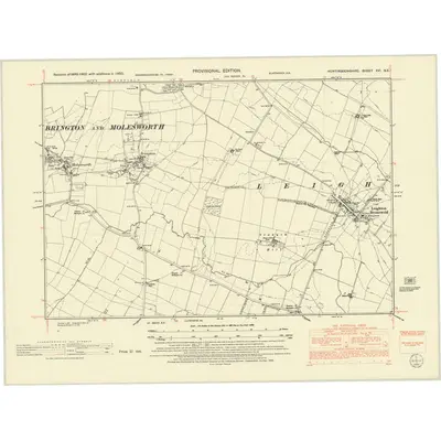 1950 Map of Huntingdonshire XVI.NE, 1952 Print