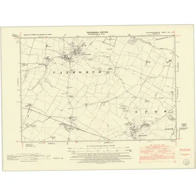 1950 Map of Huntingdonshire XVI.SE, 1952 Print