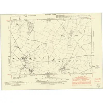 1950 Map of Huntingdonshire XVI.SW, 1952 Print