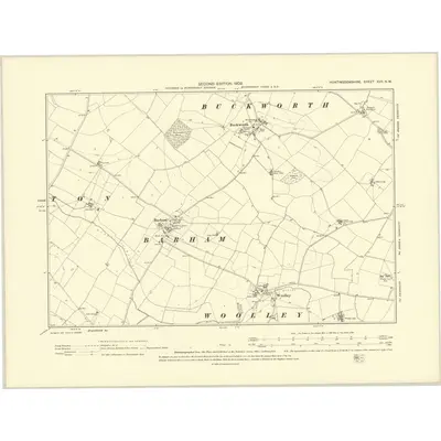 1899 Map of Huntingdonshire XVII.NW, 1902 Print