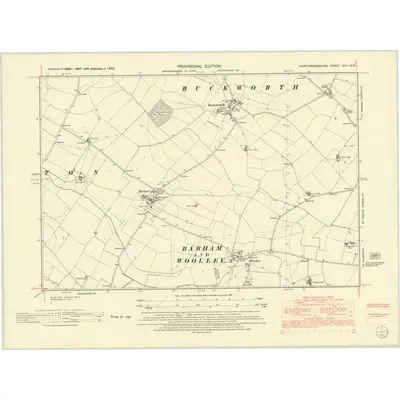 1950 Map of Huntingdonshire XVII.NW, 1952 Print