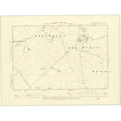 1900 Map of Huntingdonshire XVIII.NE, 1902 Print