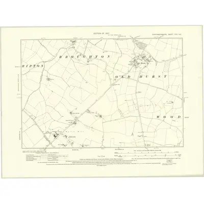 1924 Map of Huntingdonshire XVIII.NE, 1927 Print