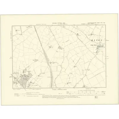 1900 Map of Huntingdonshire XVIII.NW, 1902 Print