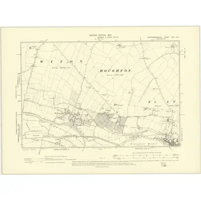 1900 Map of Huntingdonshire XVIII.SE, 1902 Print