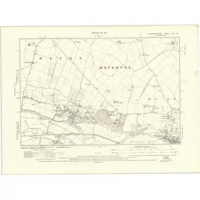 1924 Map of Huntingdonshire XVIII.SE, 1927 Print