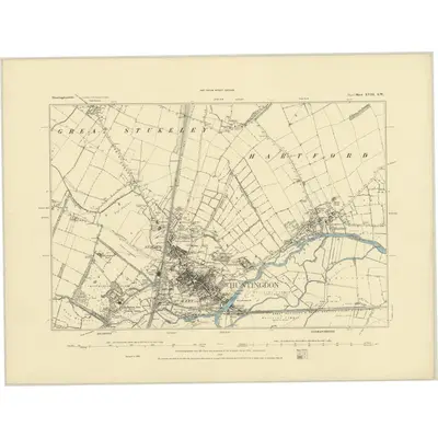 1885 Map of Huntingdonshire XVIII.SW, 1886 Print