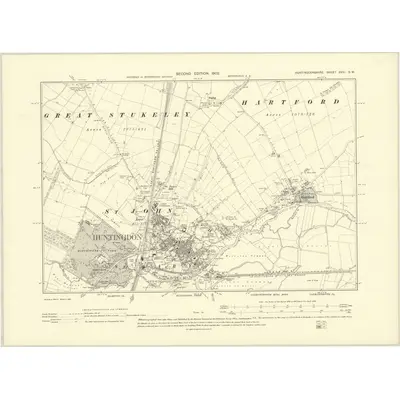 1900 Map of Huntingdonshire XVIII.SW, 1902 Print