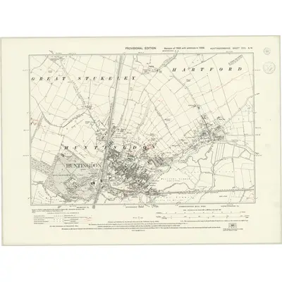 1938 Map of Huntingdonshire XVIII.SW, 1944 Print