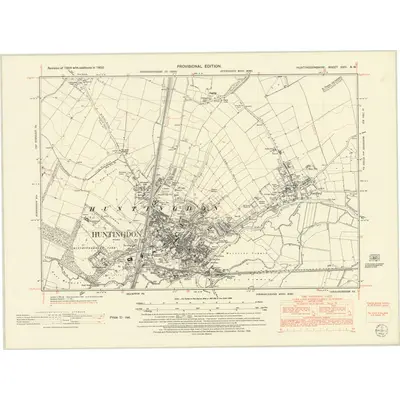 1950 Map of Huntingdonshire XVIII.SW, 1952 Print
